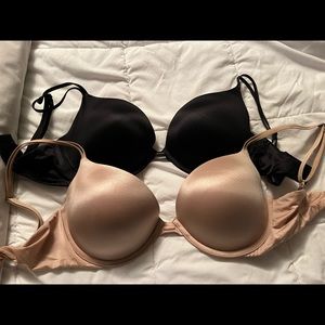 Victoria Secret push up bras, black and beige. 34DD